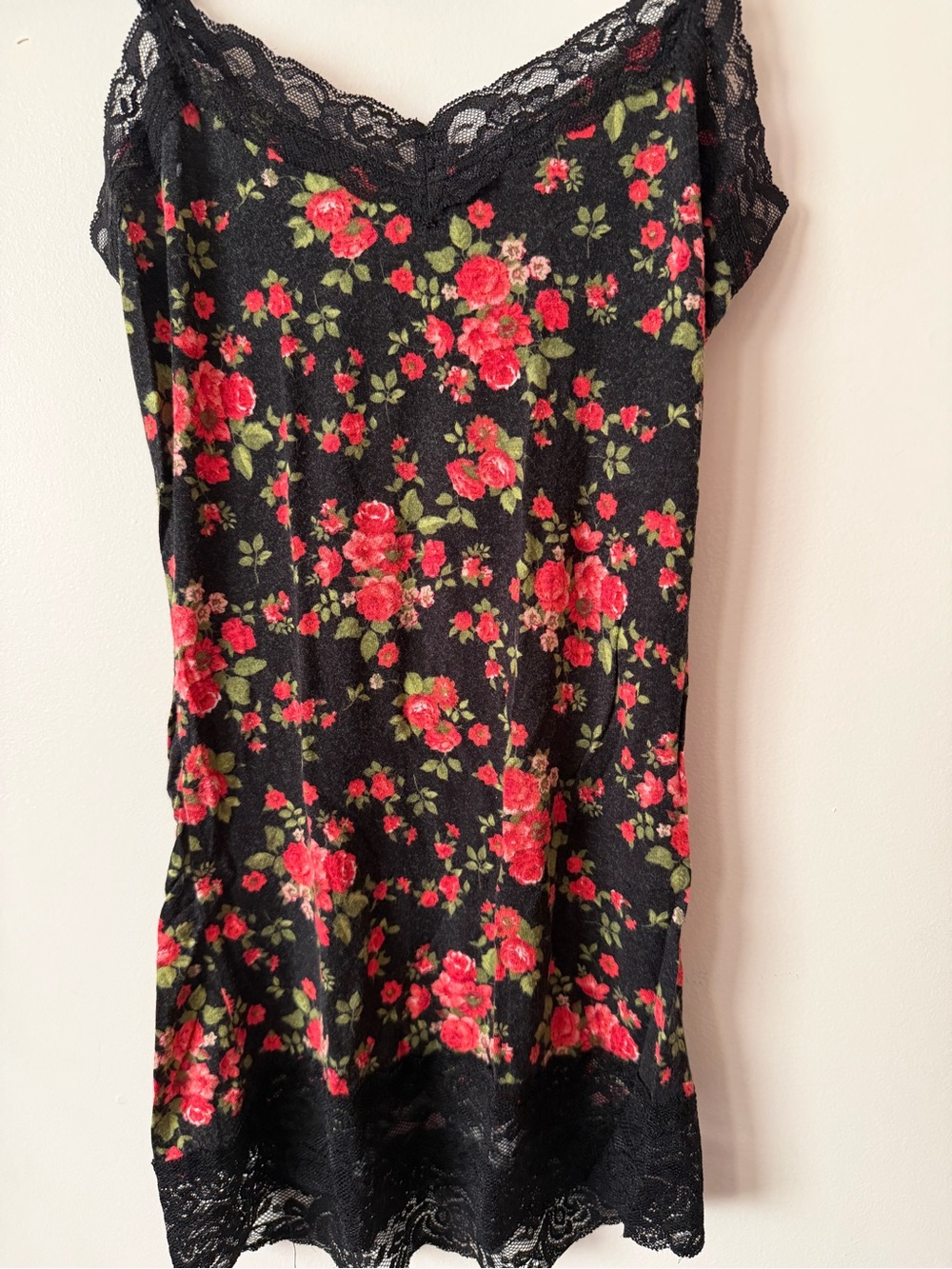 rue21 Black Floral Lace Cami with Red Rose Print - Picture 2 of 5